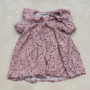Cat & Jack 18m Pink Floral Flutter Short-Sleeve Front Button Dress